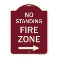 Signmission No Standing Fire Zone W/ Right Arrow Heavy-Gauge Aluminum Sign, 24" x 18", BU-1824-23585 A-DES-BU-1824-23585